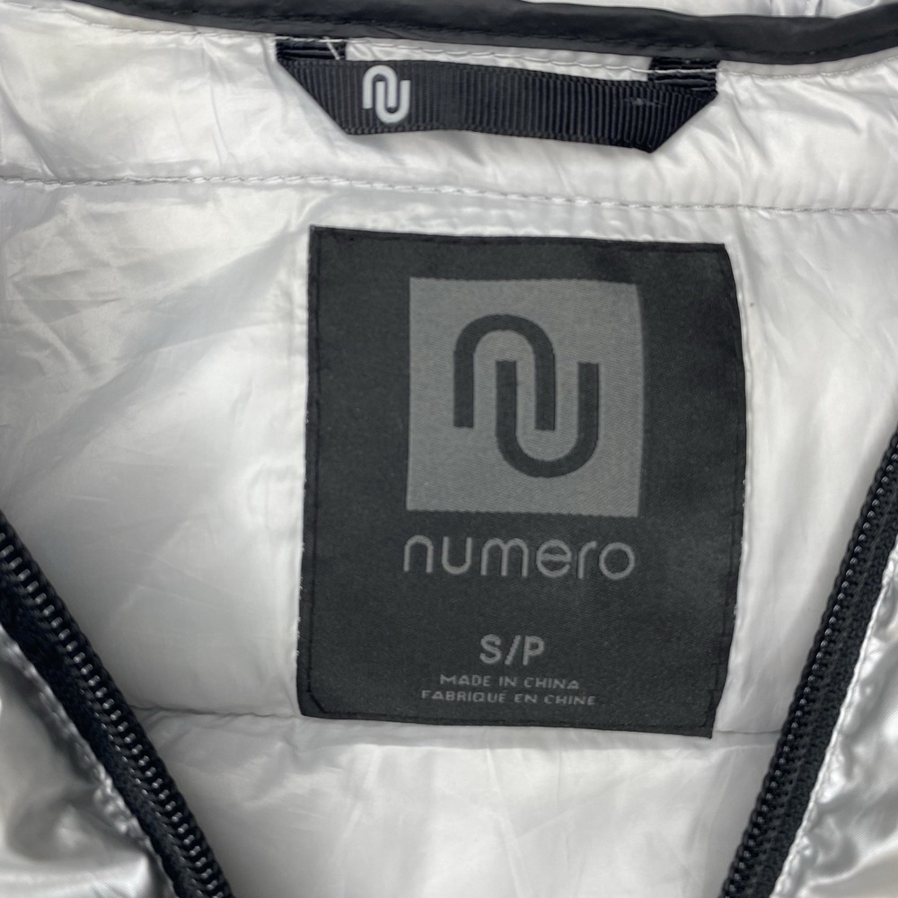 Numero Puffer Jacket Quilted Hooded Packable Metallic Silver Coat Small Petite - Picture 4 of 8